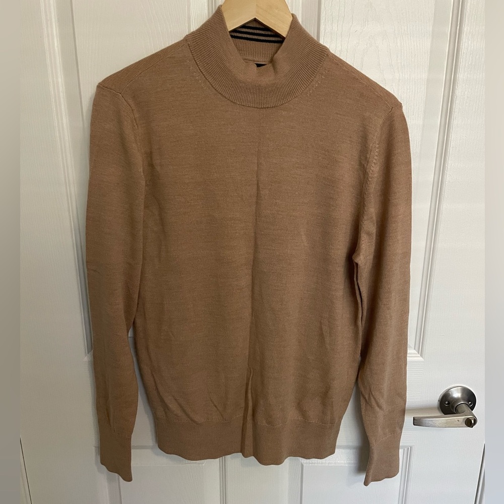Bonobos Tan Turtleneck Sweater Fine Knit Ribbed